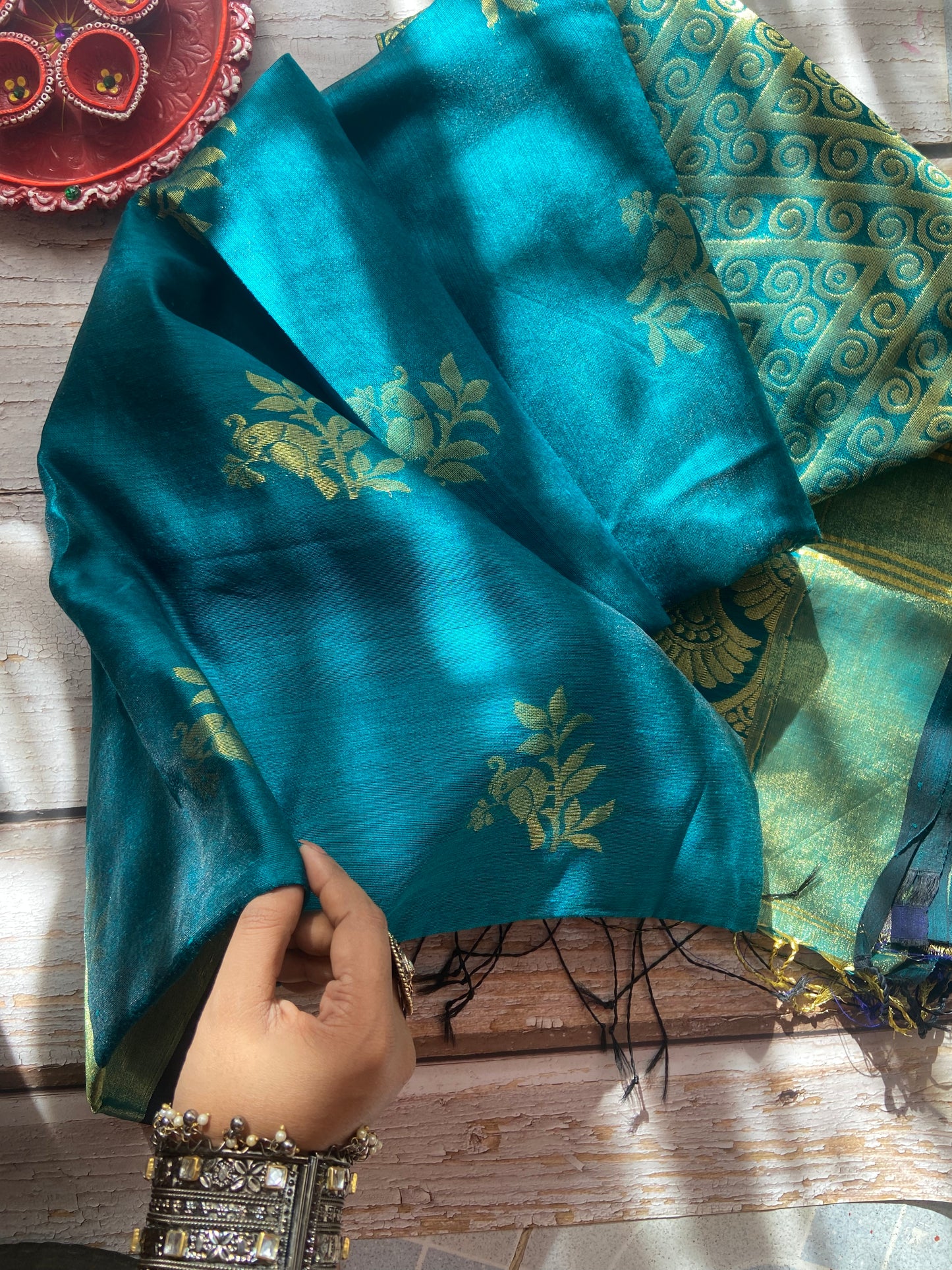 Teal Tia Saree