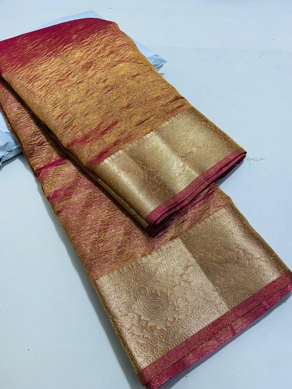 Swarn crush tissue silk saree