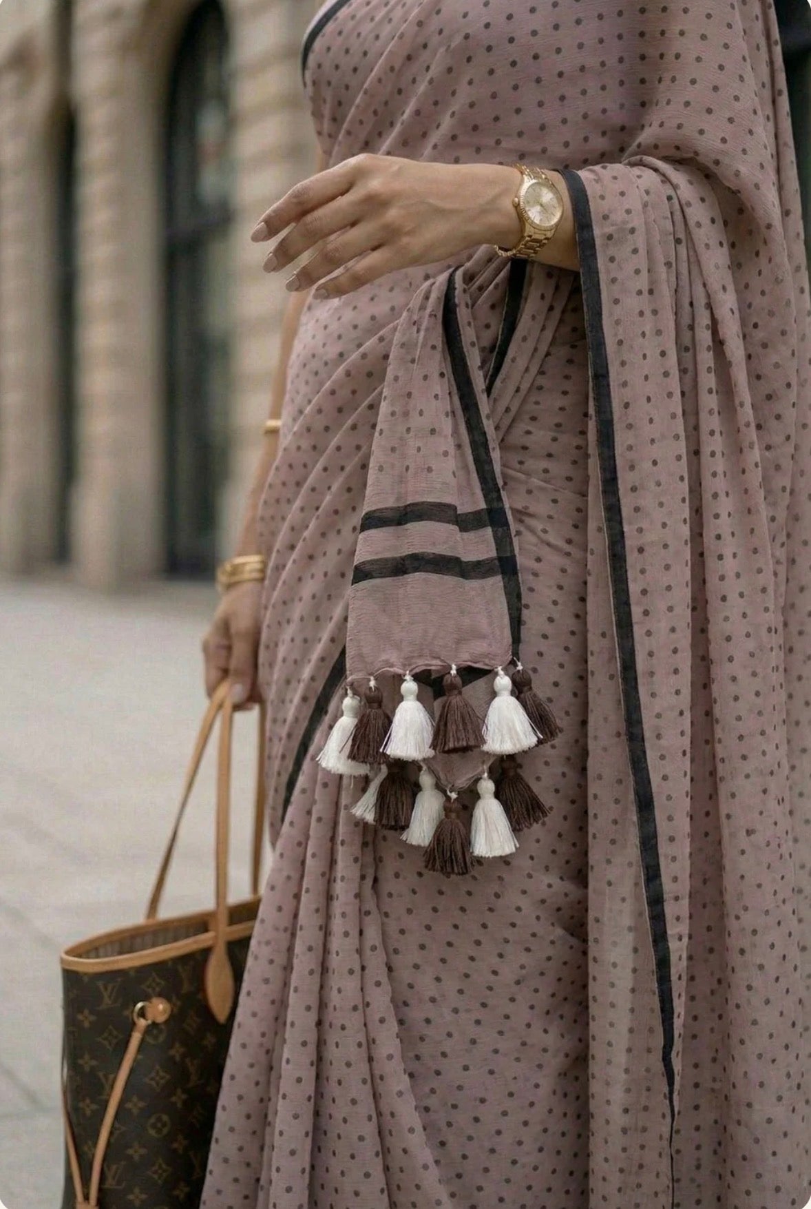 Polka Mul Saree
