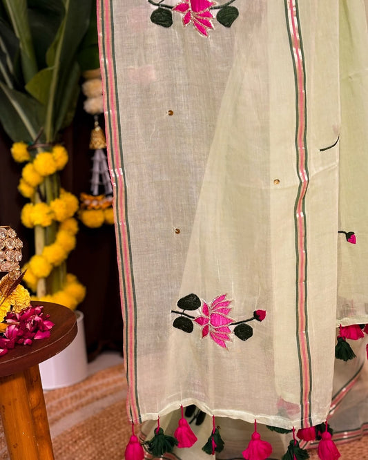 Padma Mul Saree (Ivory)