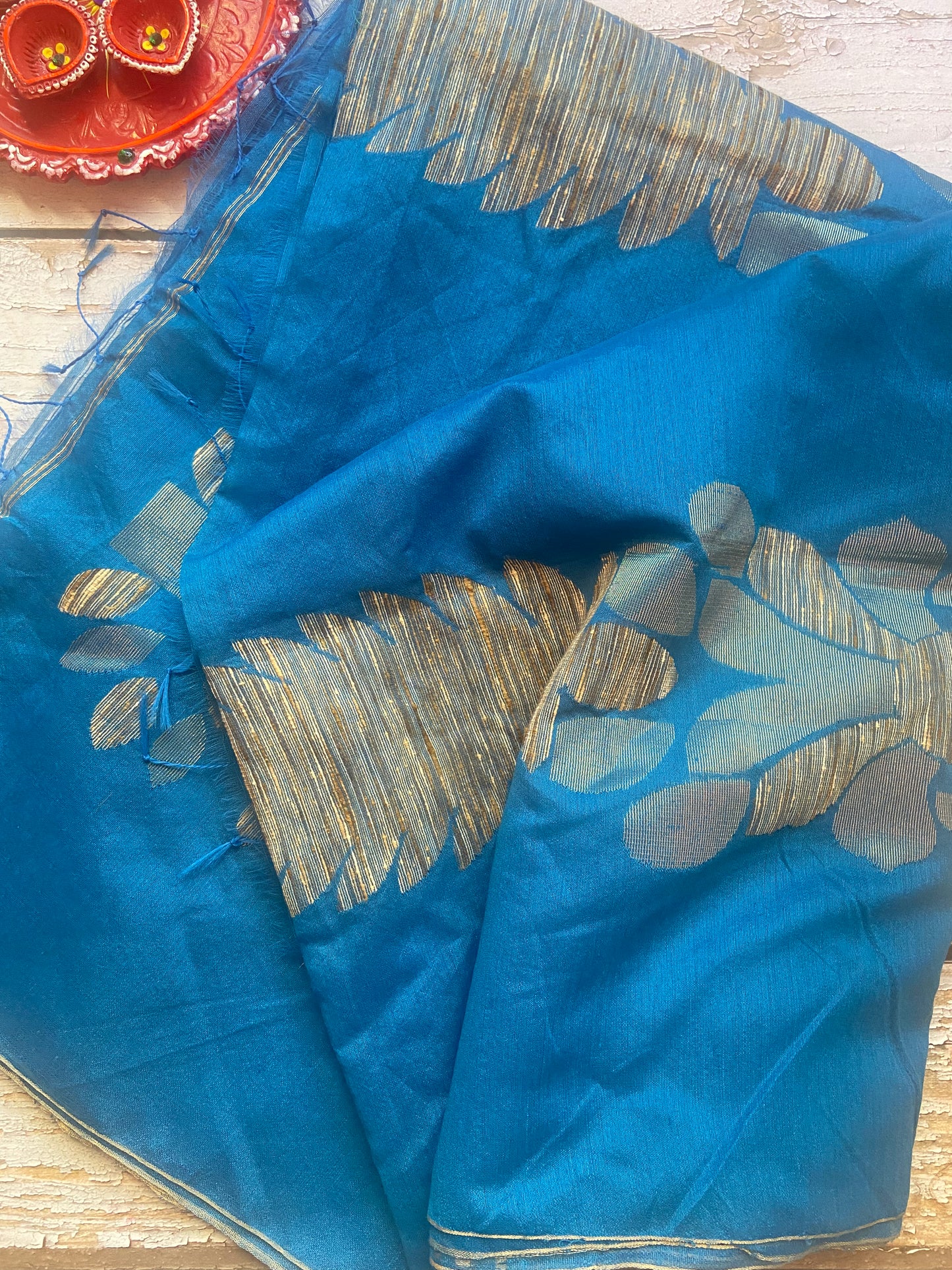 Golden hour on blues Saree