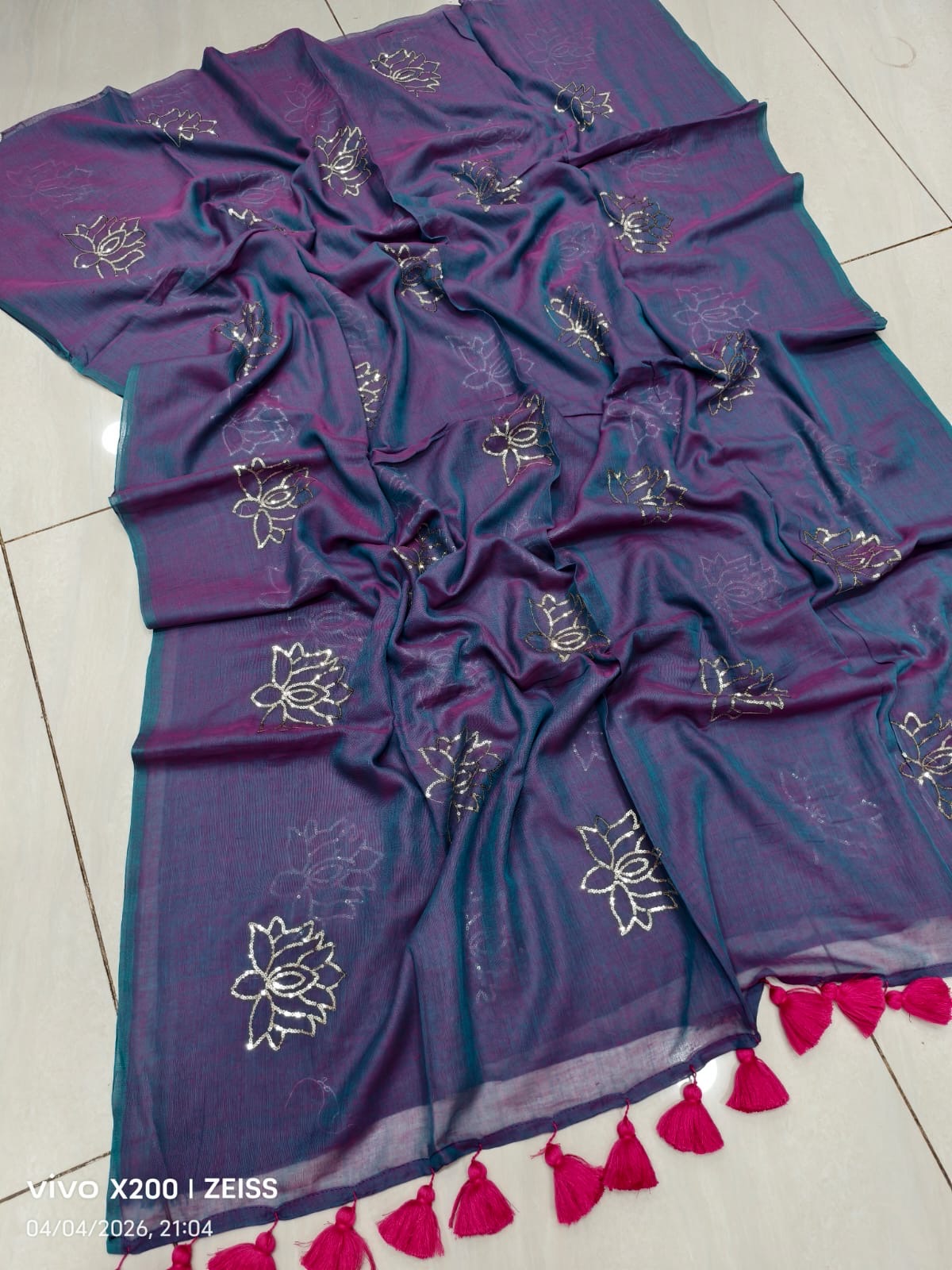 Sequinned kamal mul saree