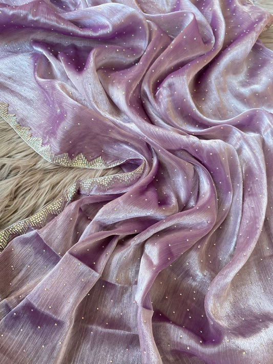 Jarkan Lilac Tissue Saree