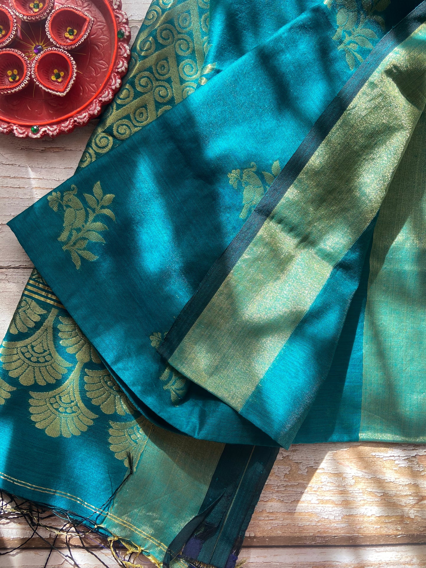 Teal Tia Saree