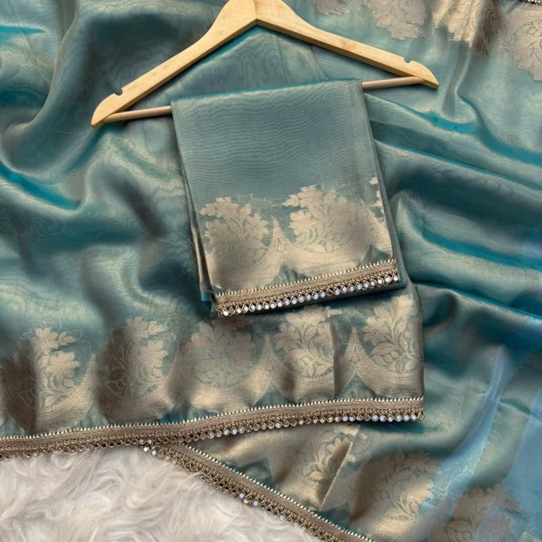 Rumani Silk Saree (sky)