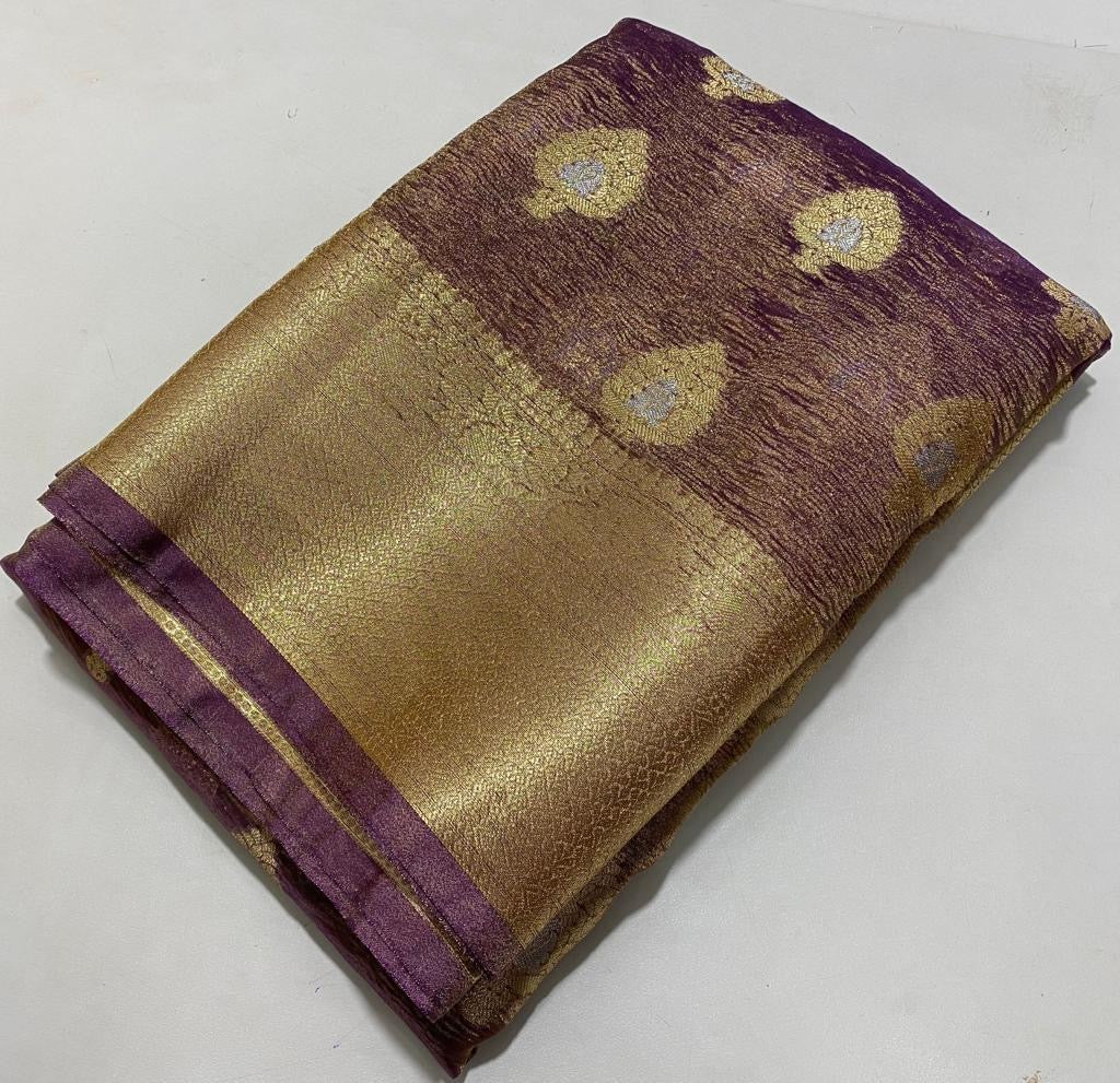 Morni crush tissue silk saree