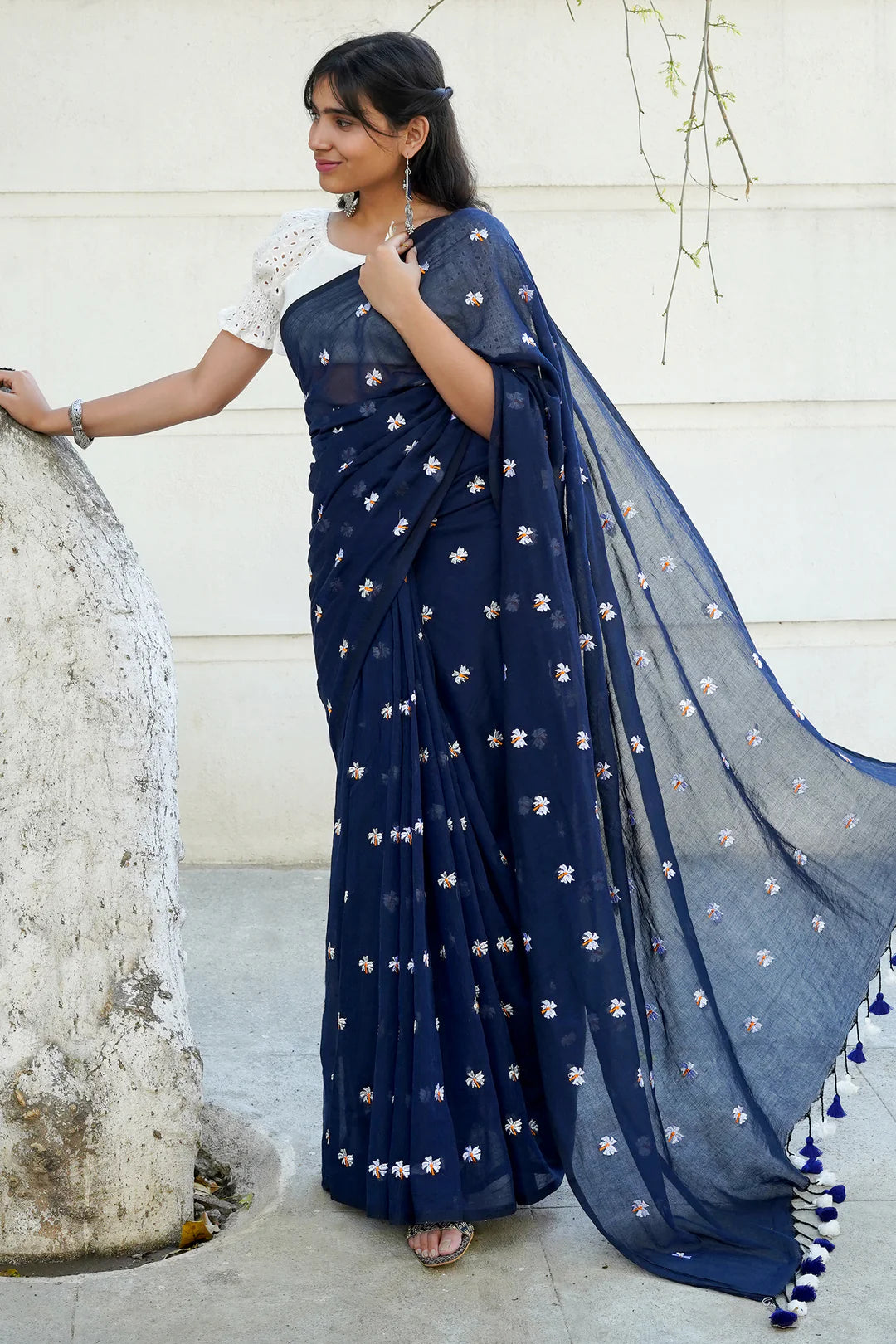 Parijat Navy Saree