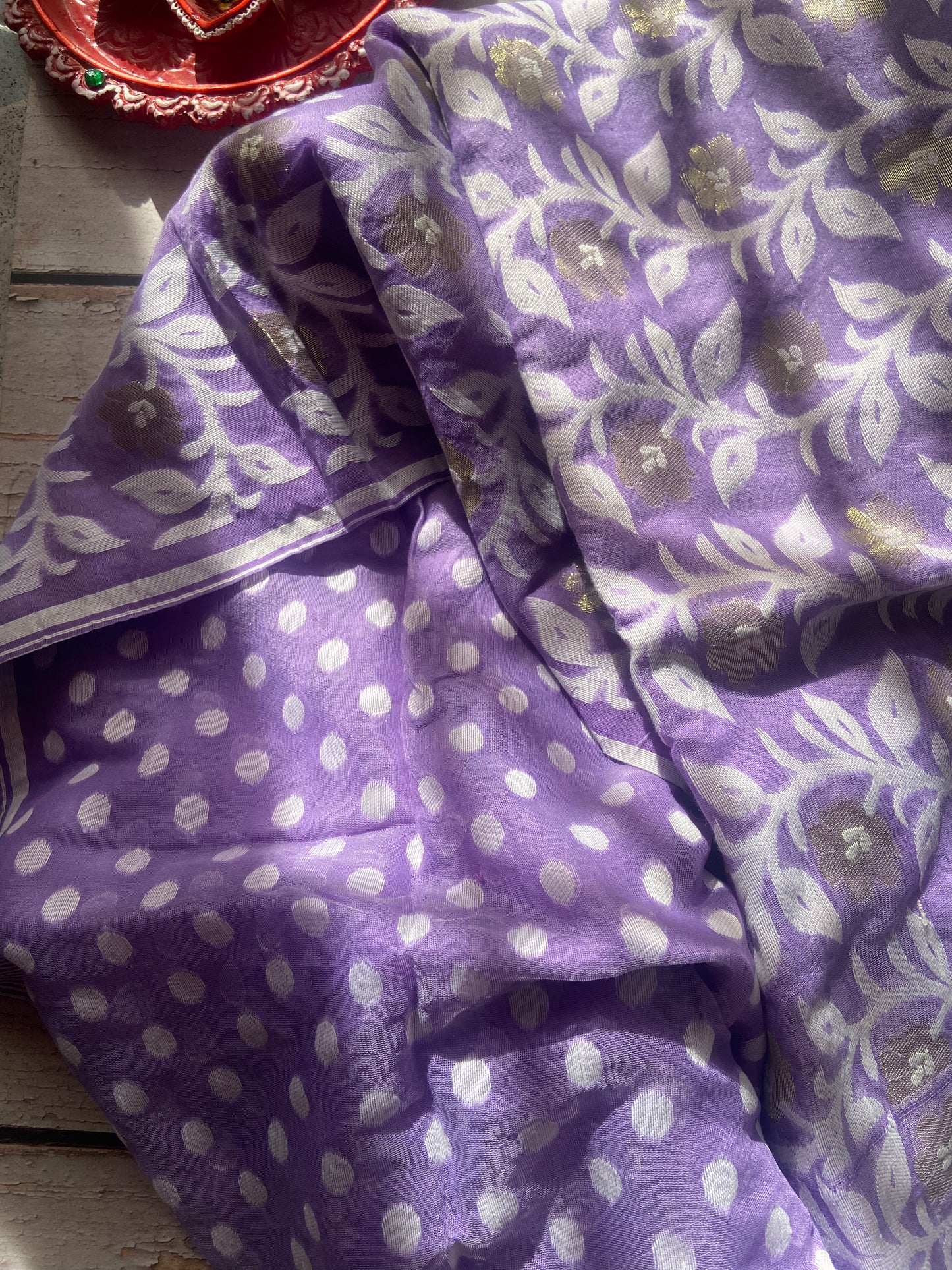 Lilac Jamdani Saree