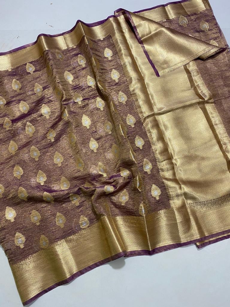 Morni crush tissue silk saree