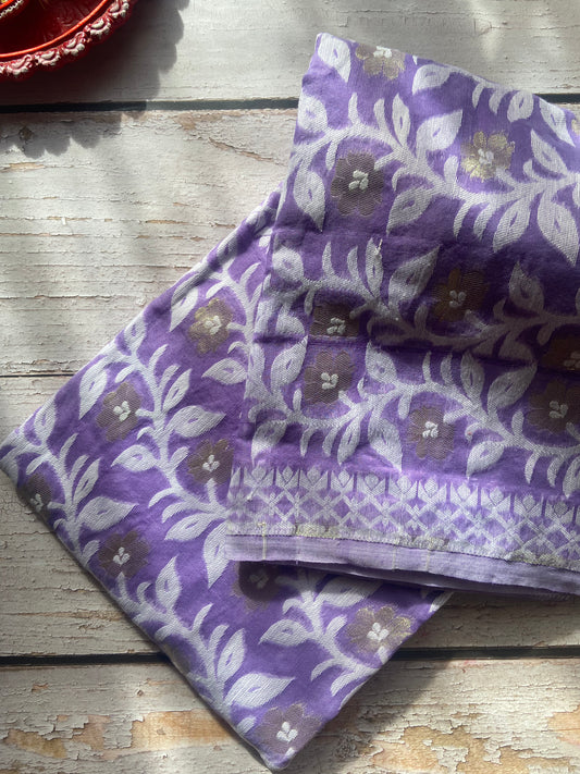 Lilac Jamdani Saree