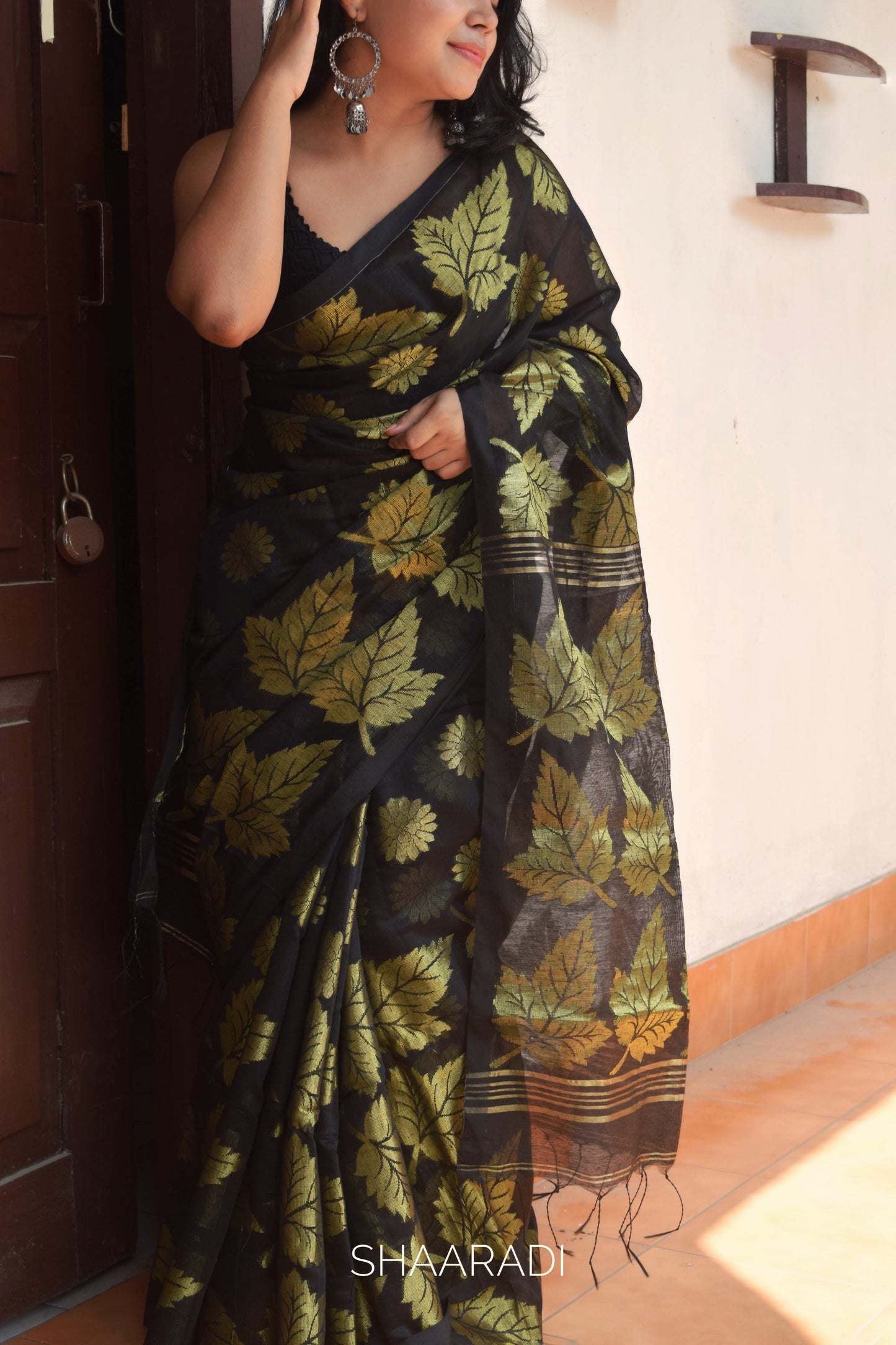 The Golden Flower Saree