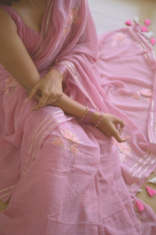 Kadam Mul Saree (pink)