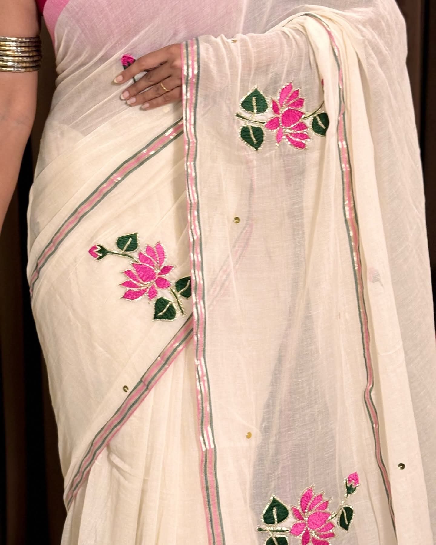 Padma Mul Saree (Ivory)