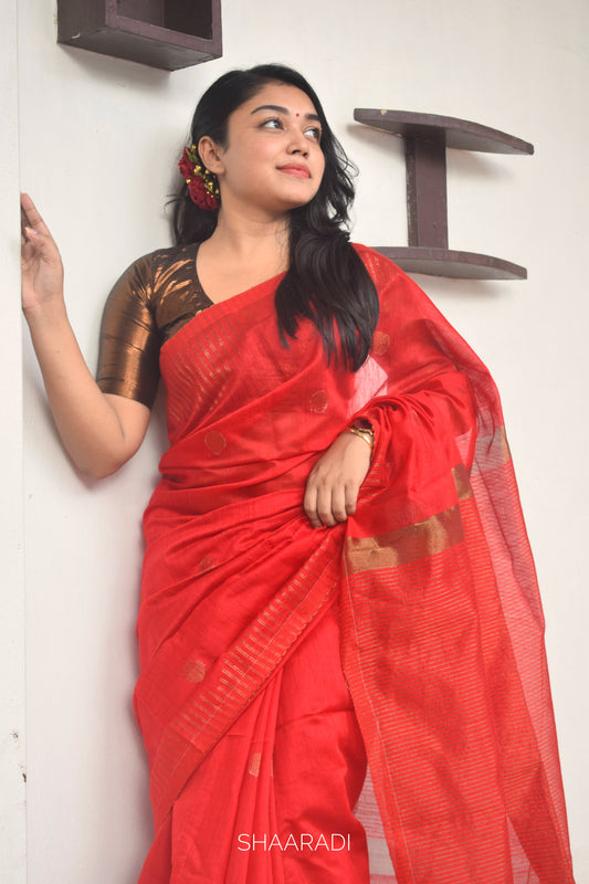 Red Zinnia Saree