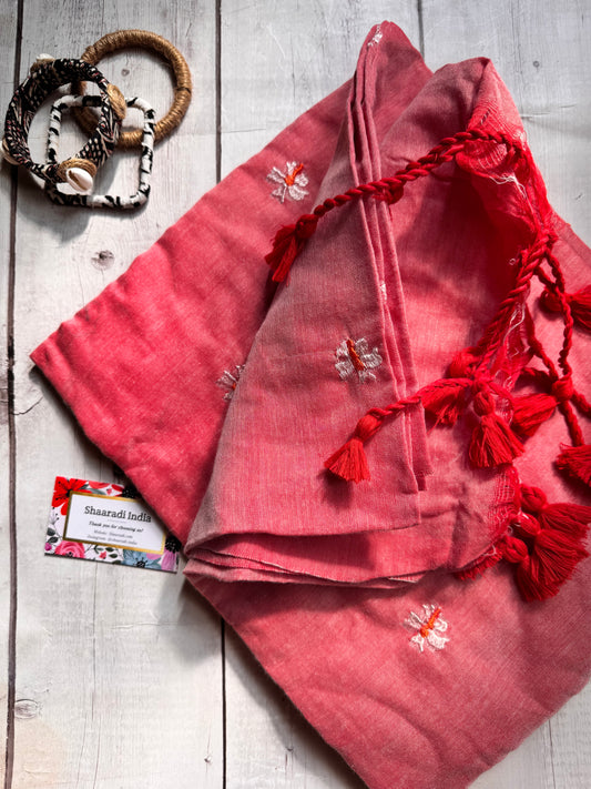 Shiuli peach mul saree