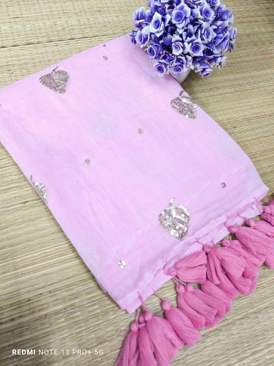 Kalka Sequinned Mul Saree
