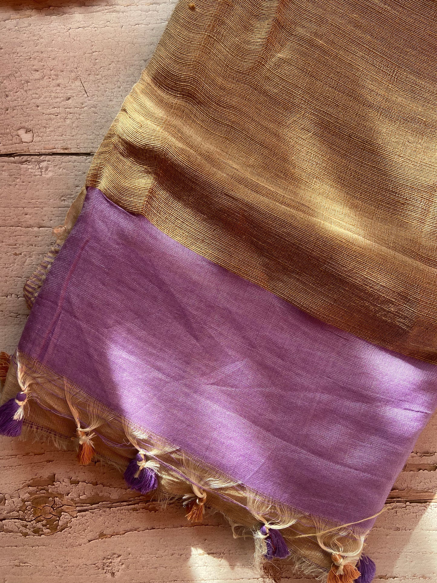 Lavender Ghicha Linen Saree