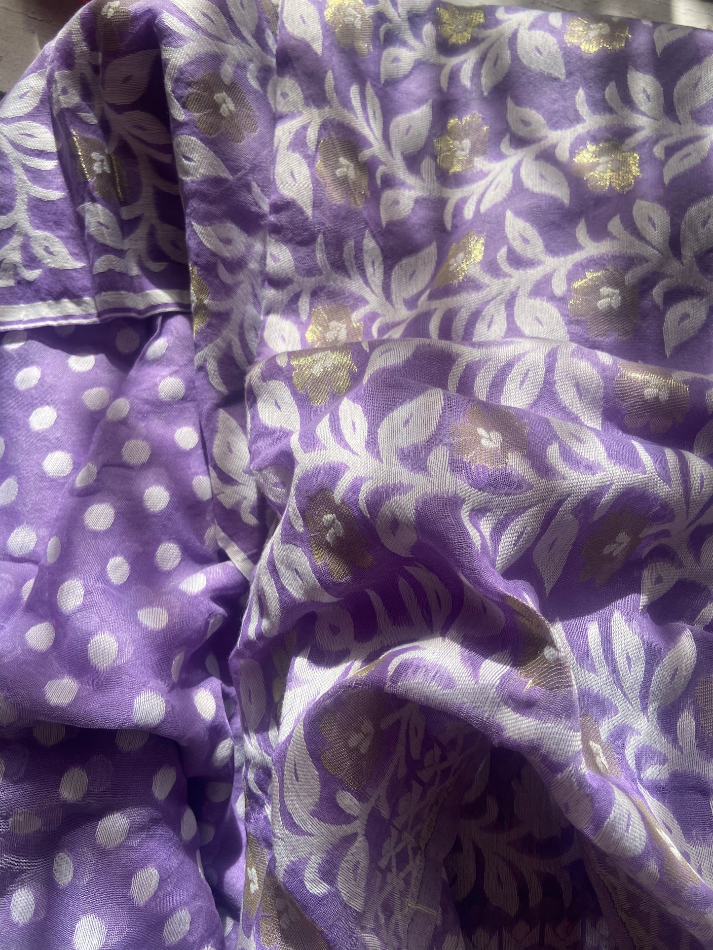 Lilac Jamdani Saree