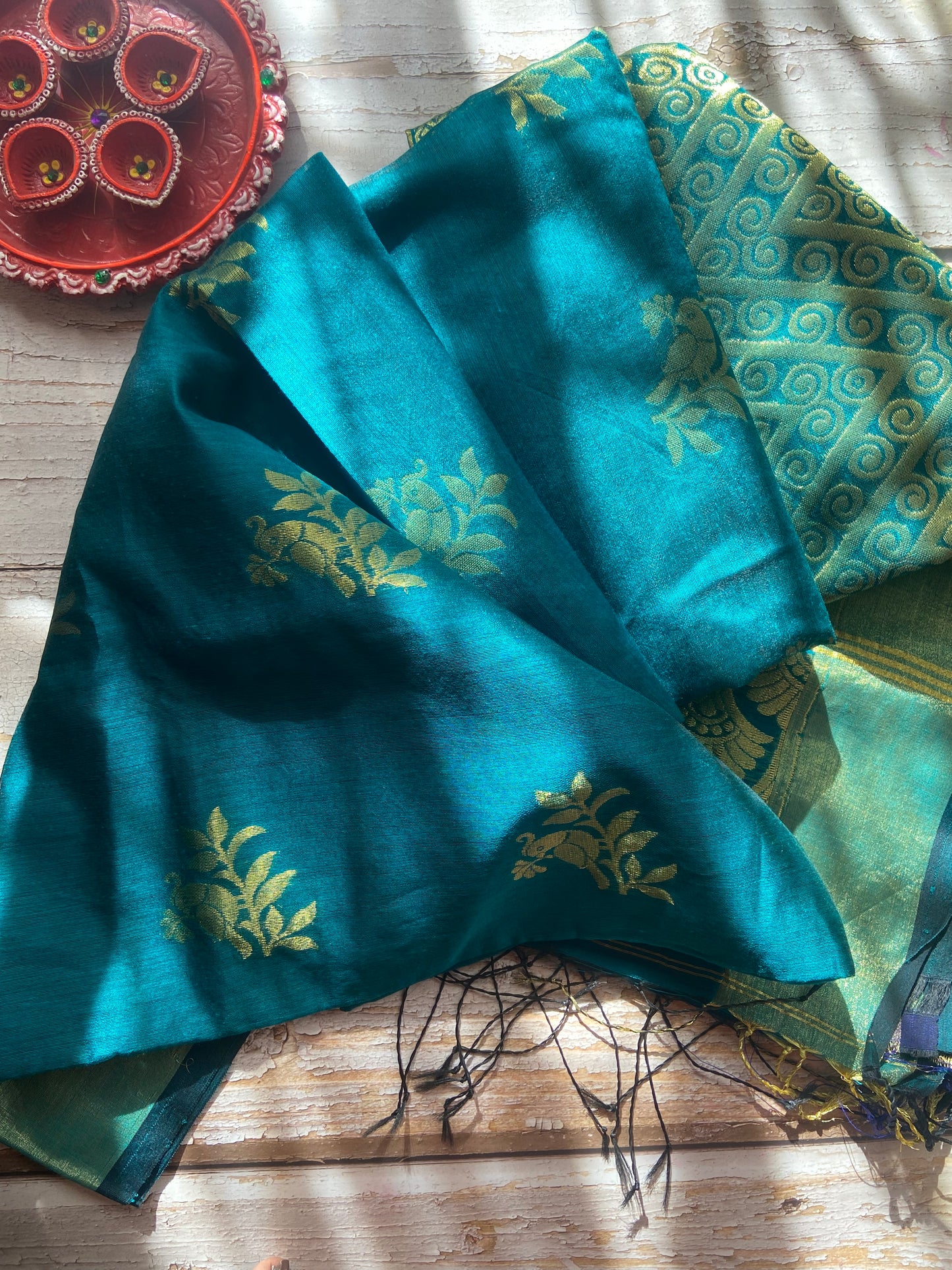 Teal Tia Saree