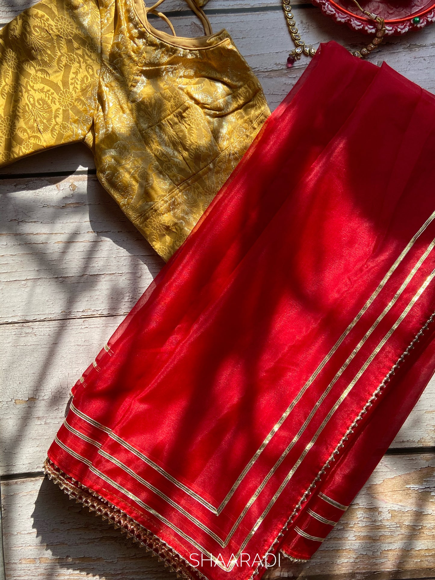 Sona Red Organza Saree