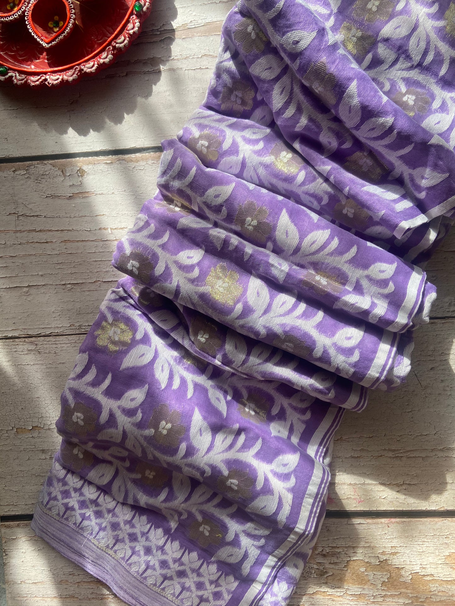 Lilac Jamdani Saree