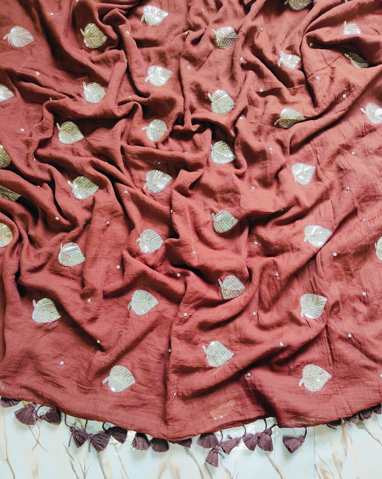 Kirti sequinned Mul Saree