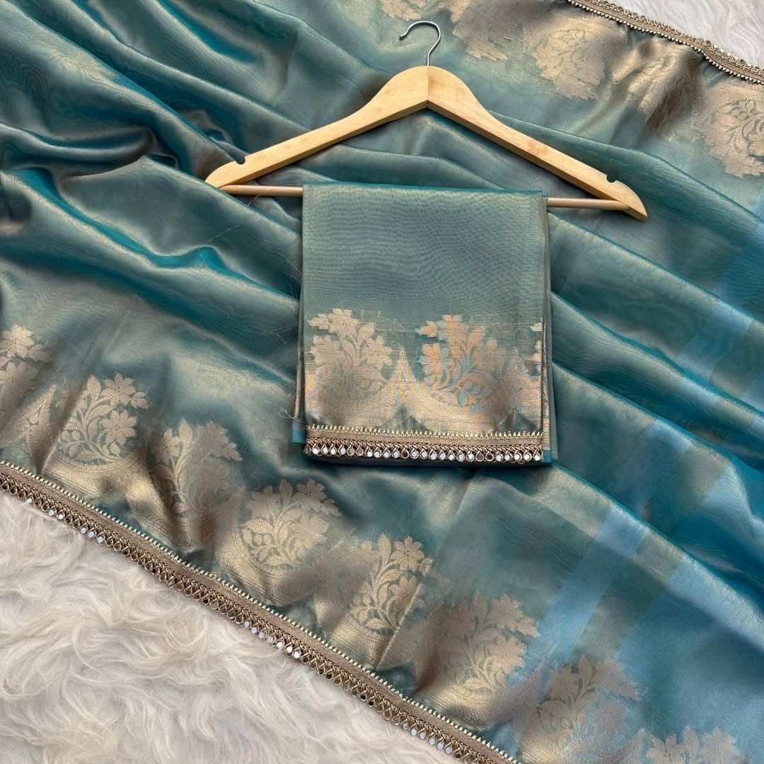 Rumani Silk Saree (sky)