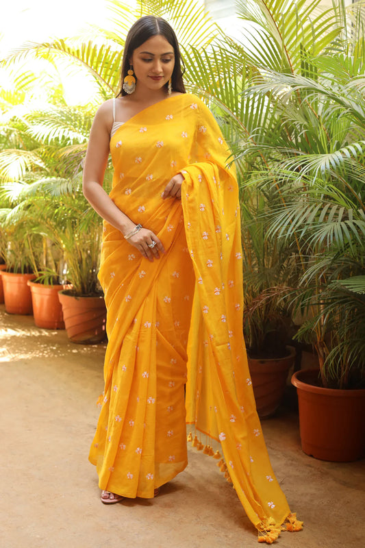 Parijat Yellow Saree
