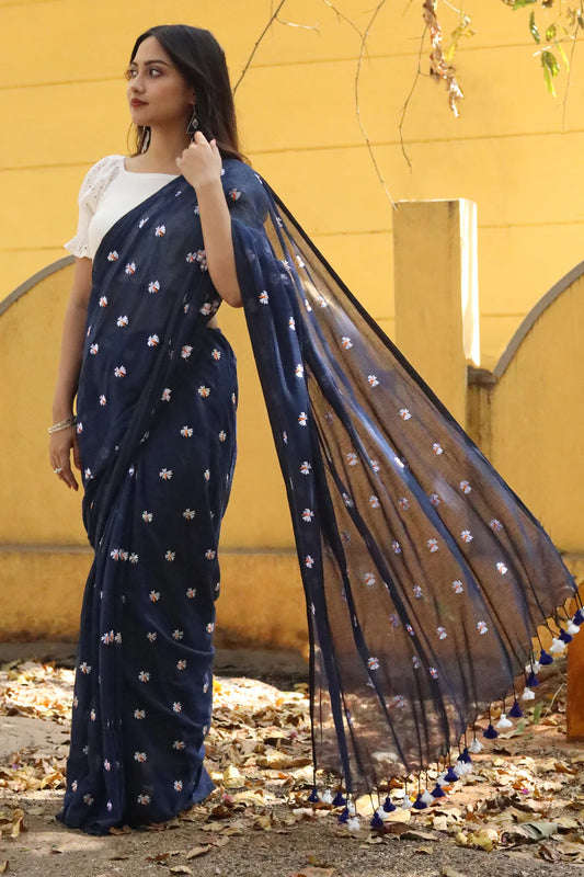 Parijat Navy Saree
