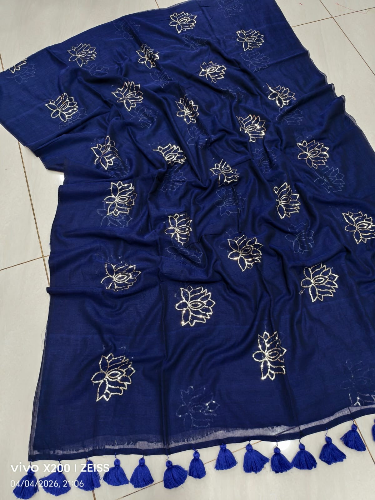 Sequinned kamal mul saree
