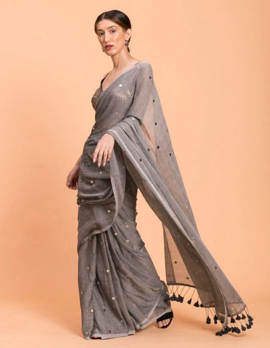 Rashmika Grey Saree