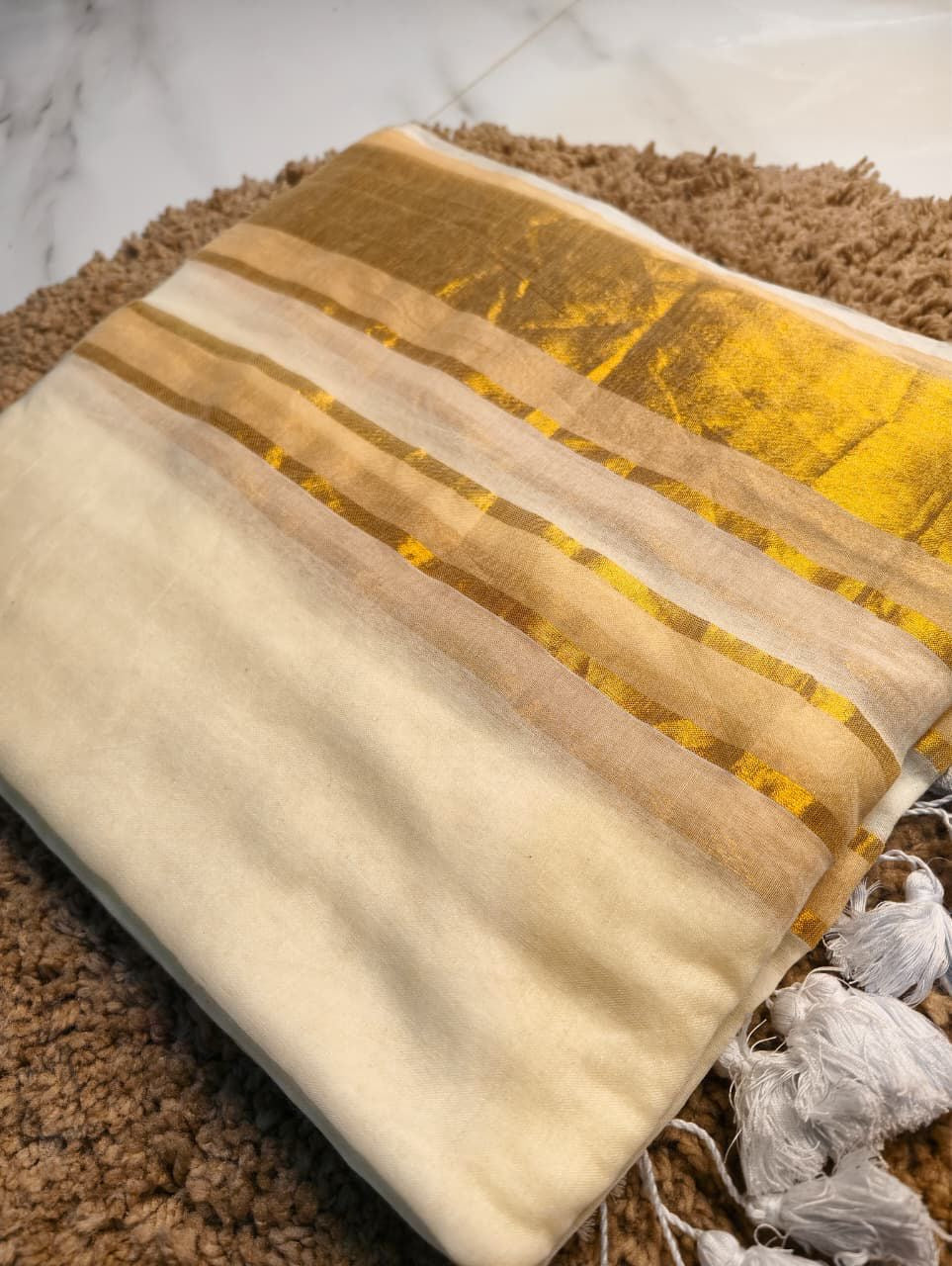 Rutvi Mul Saree (Ivory)