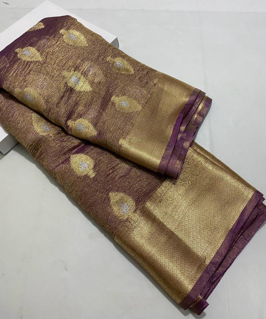 Morni crush tissue silk saree