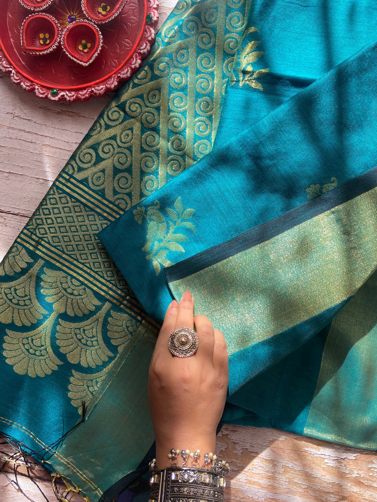 Teal Tia Saree