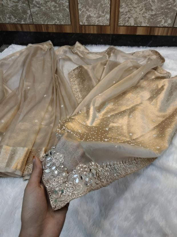 Reba Tissue Silk Saree (Beige)