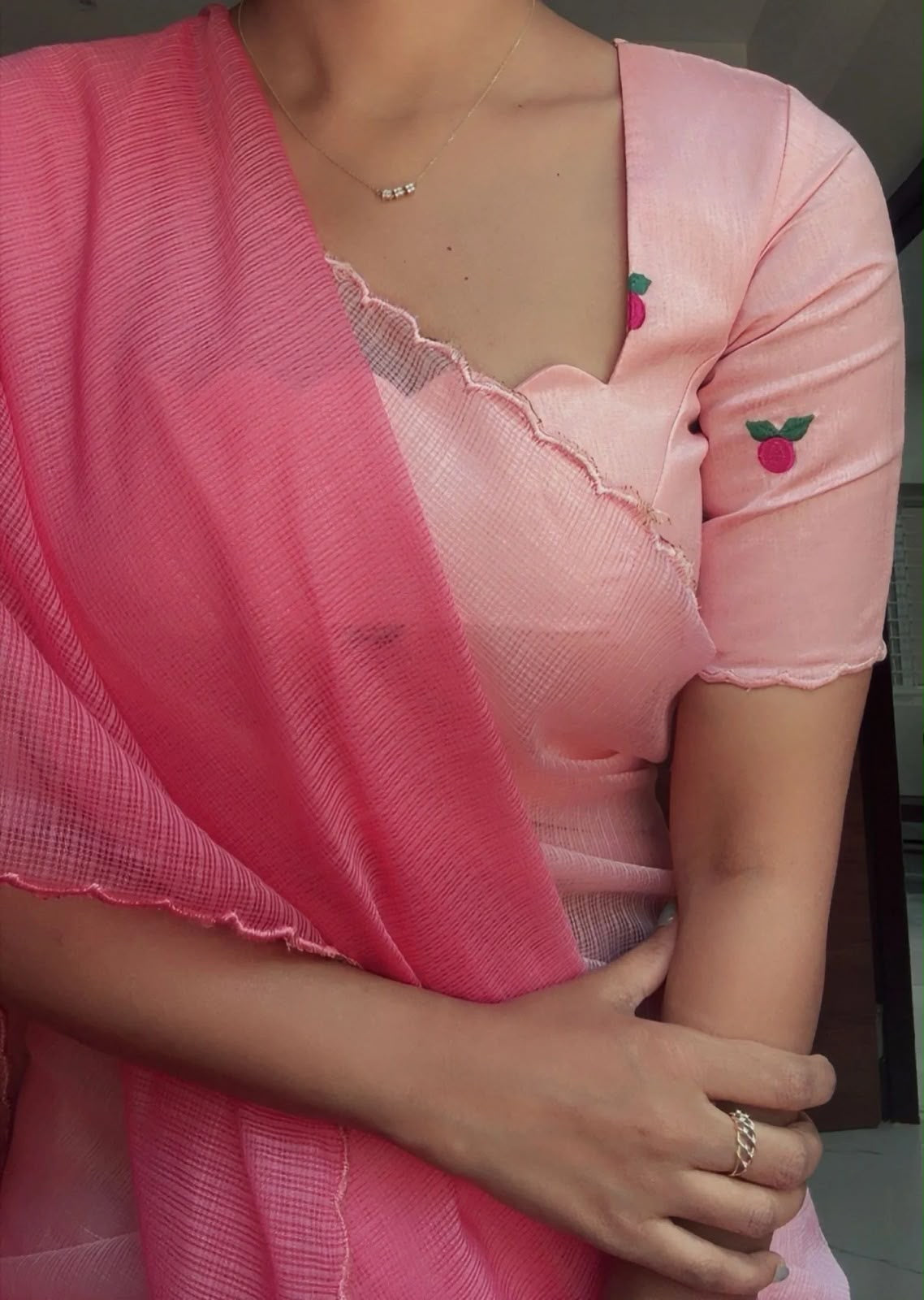 Peachy Rose Kota Saree