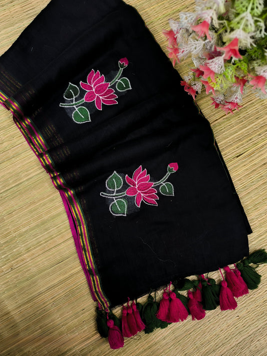 Padma Mul Saree (Black)