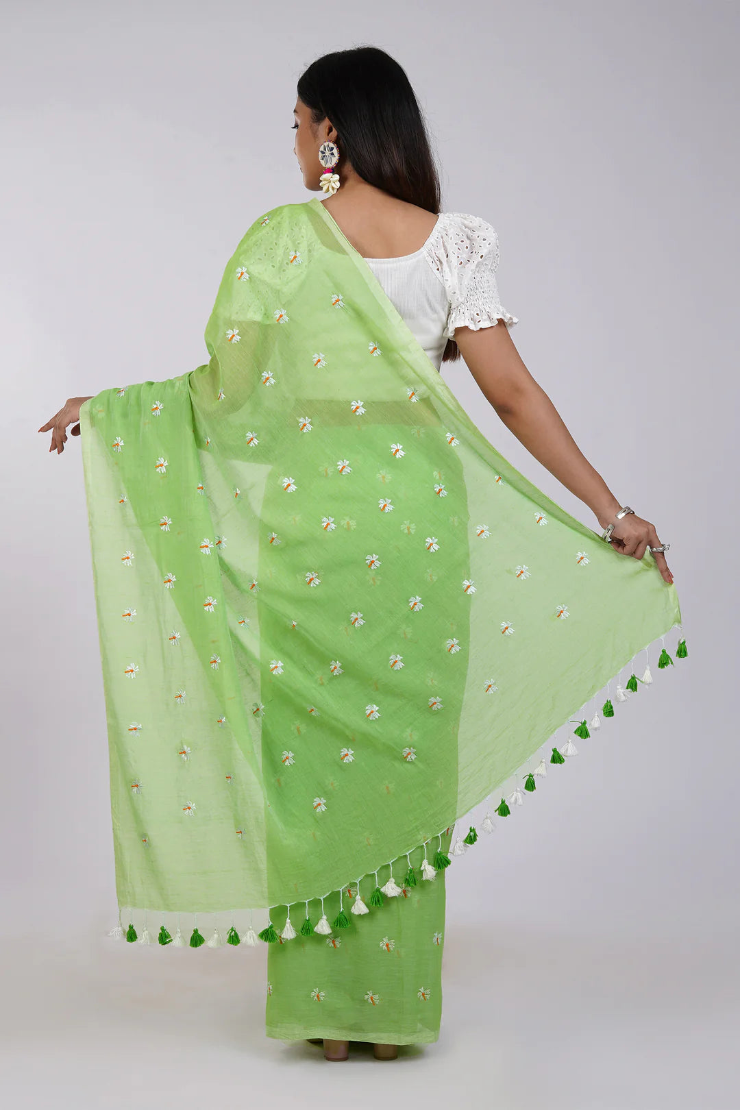 Parijat Green Saree