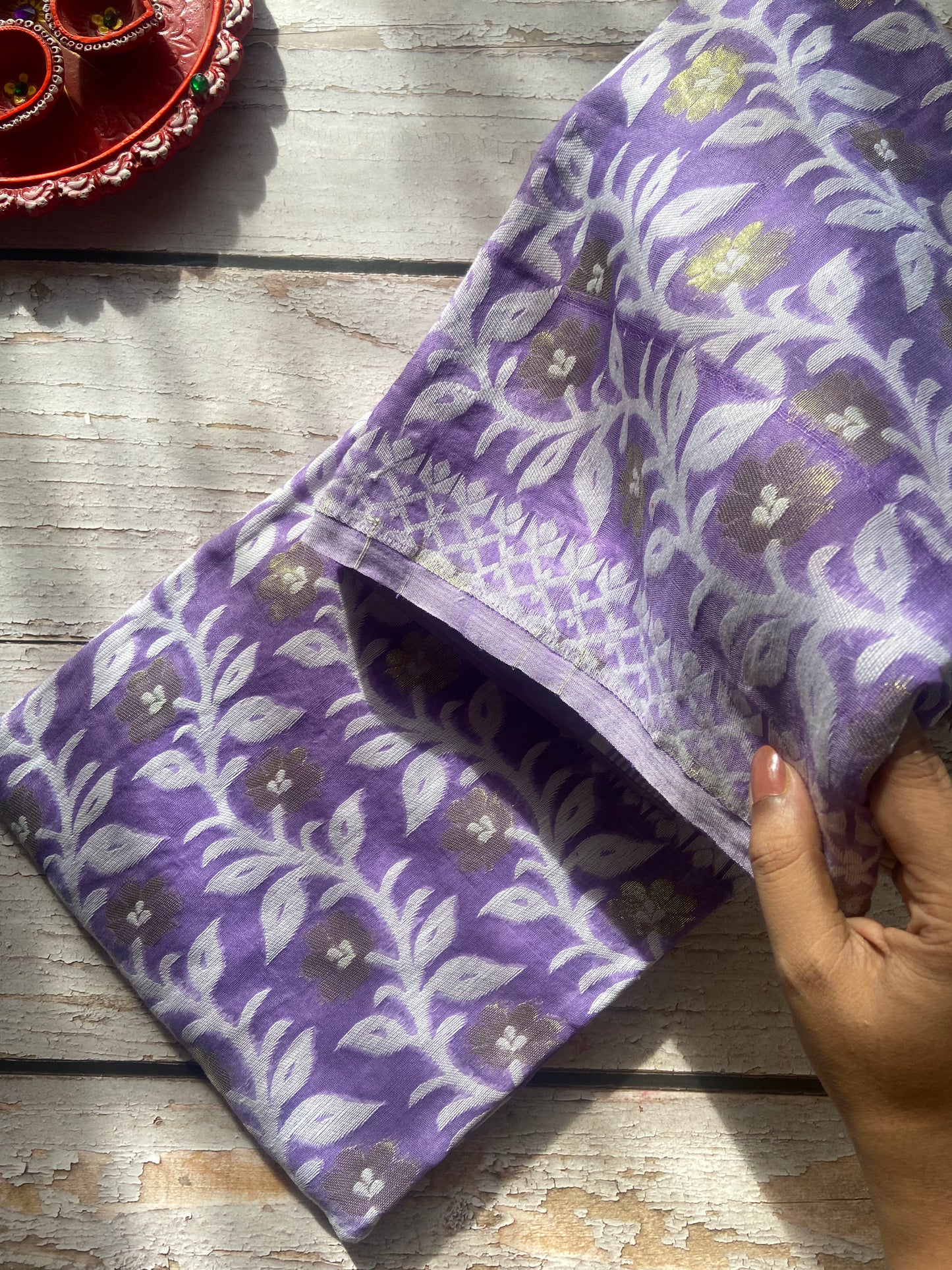 Lilac Jamdani Saree