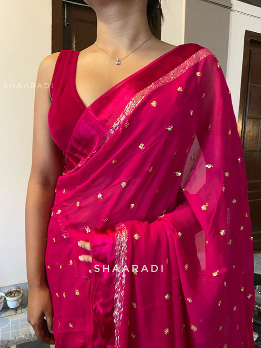 Sequinned Rani Saree