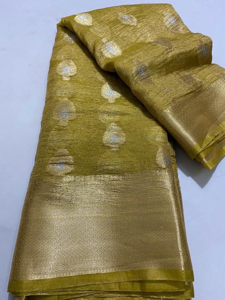 Morni crush tissue silk saree