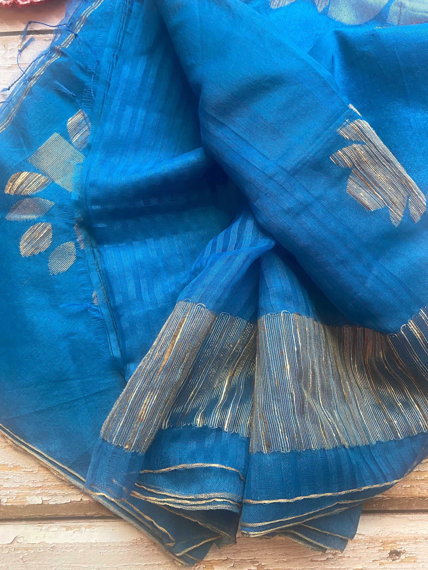 Golden hour on blues Saree