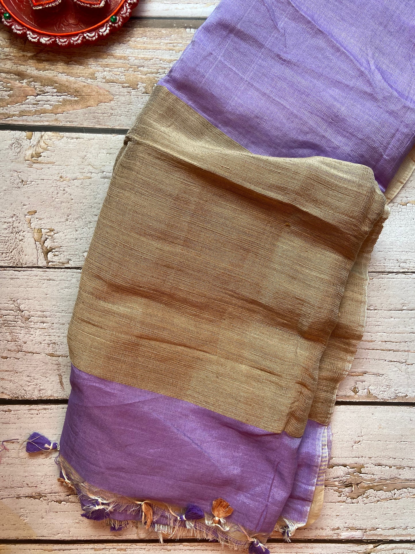 Lavender Ghicha Linen Saree