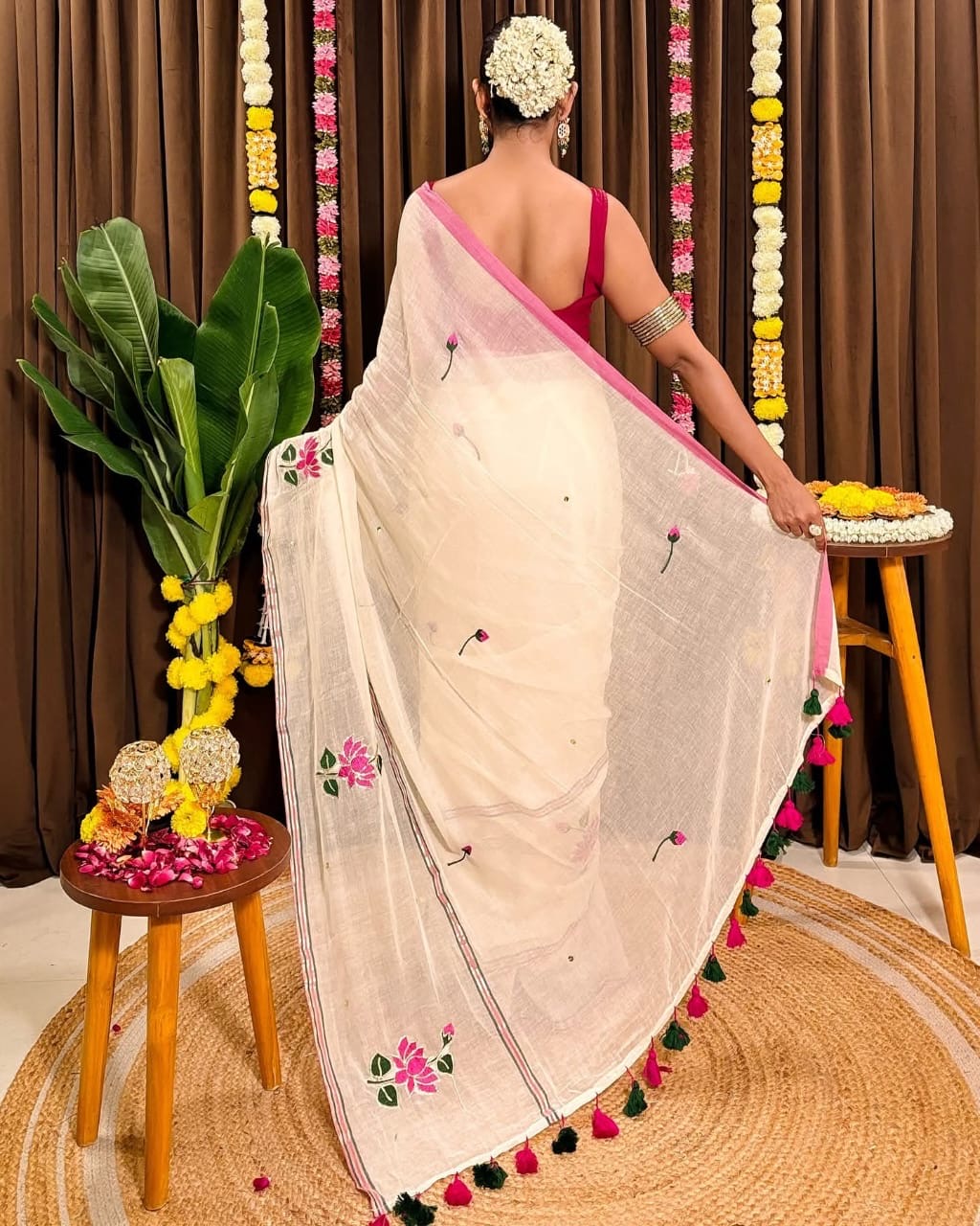 Padma Mul Saree (Ivory)