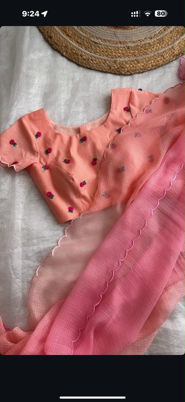 Peachy Rose Kota Saree