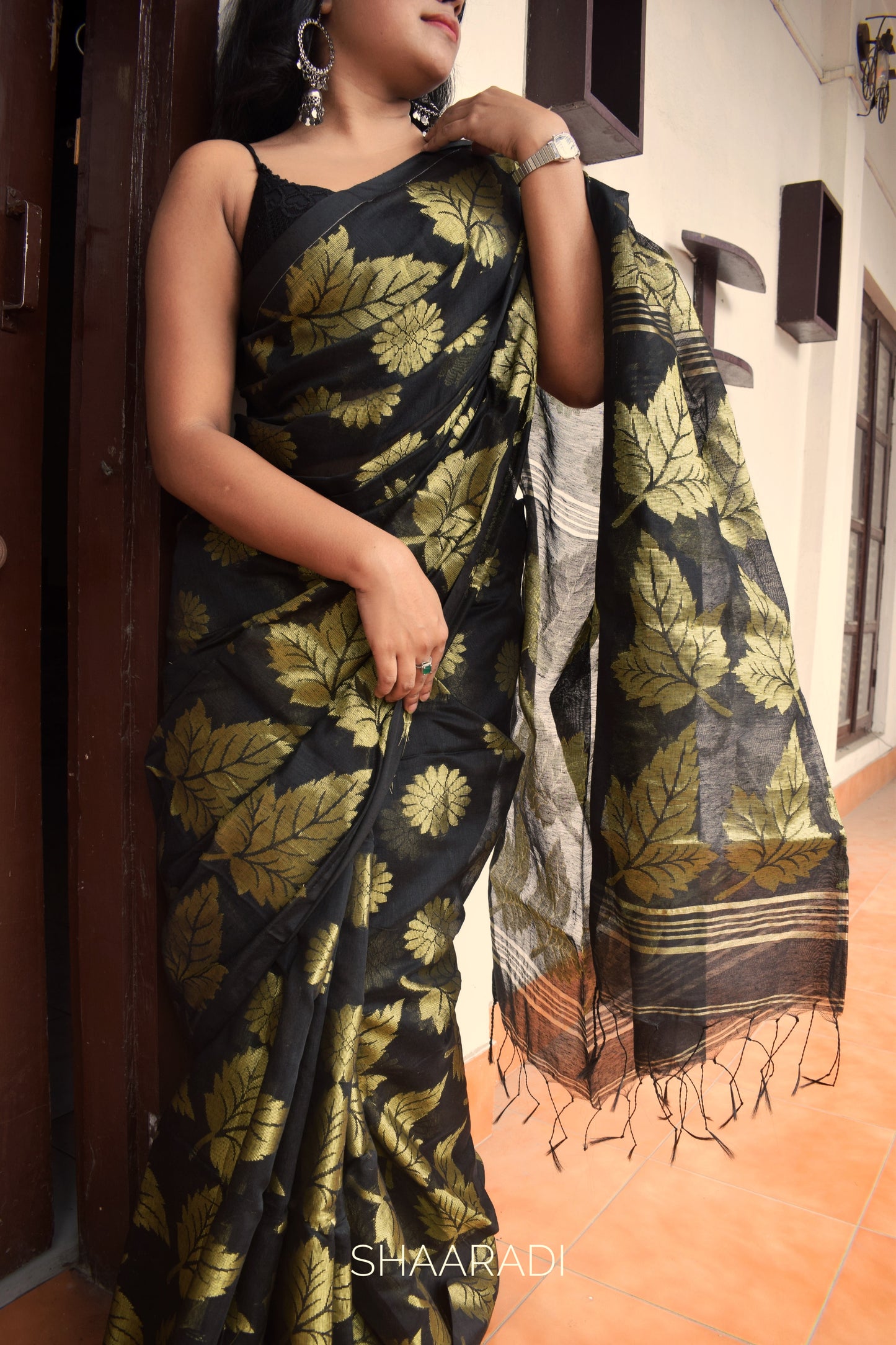 The Golden Flower Saree