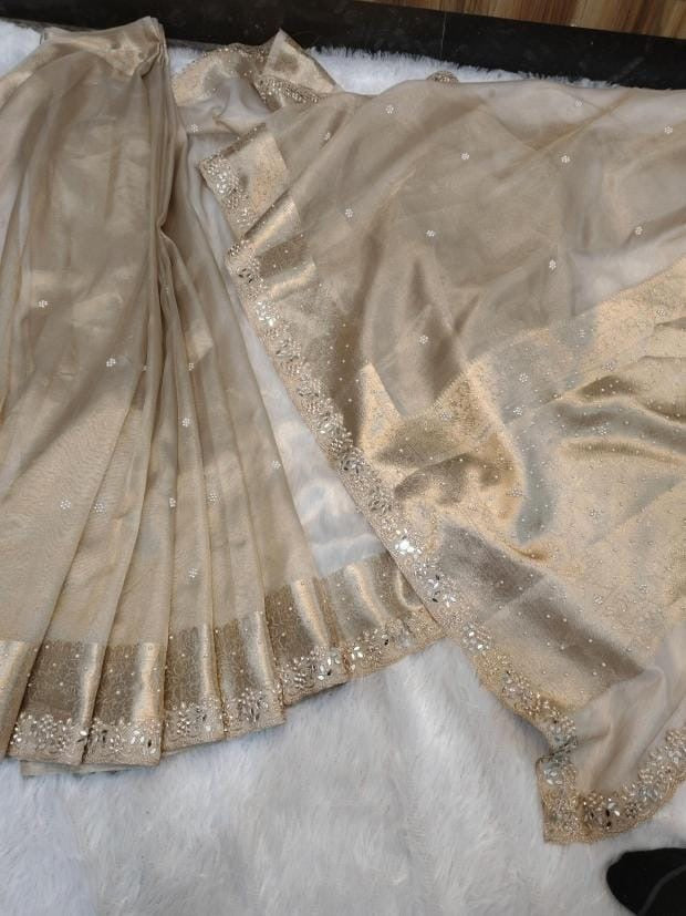 Reba Tissue Silk Saree (Beige)