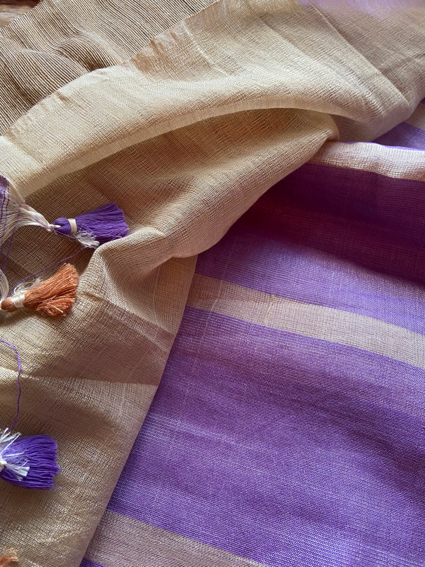 Lavender Ghicha Linen Saree