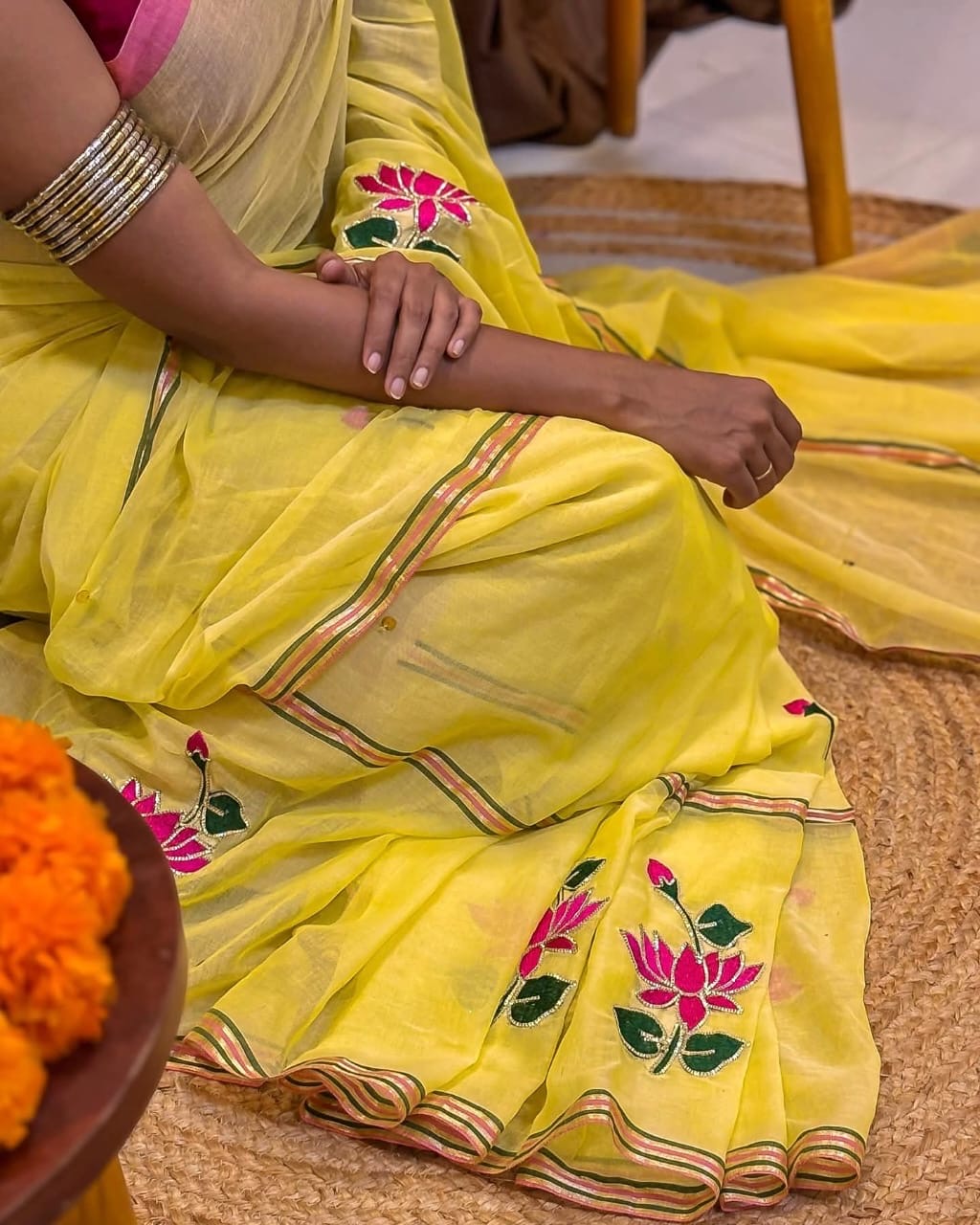Padma Mul Saree (yellow)