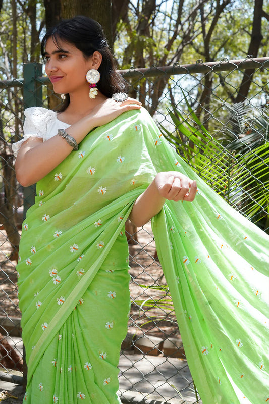 Parijat Green Saree